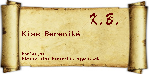 Kiss Bereniké névjegykártya